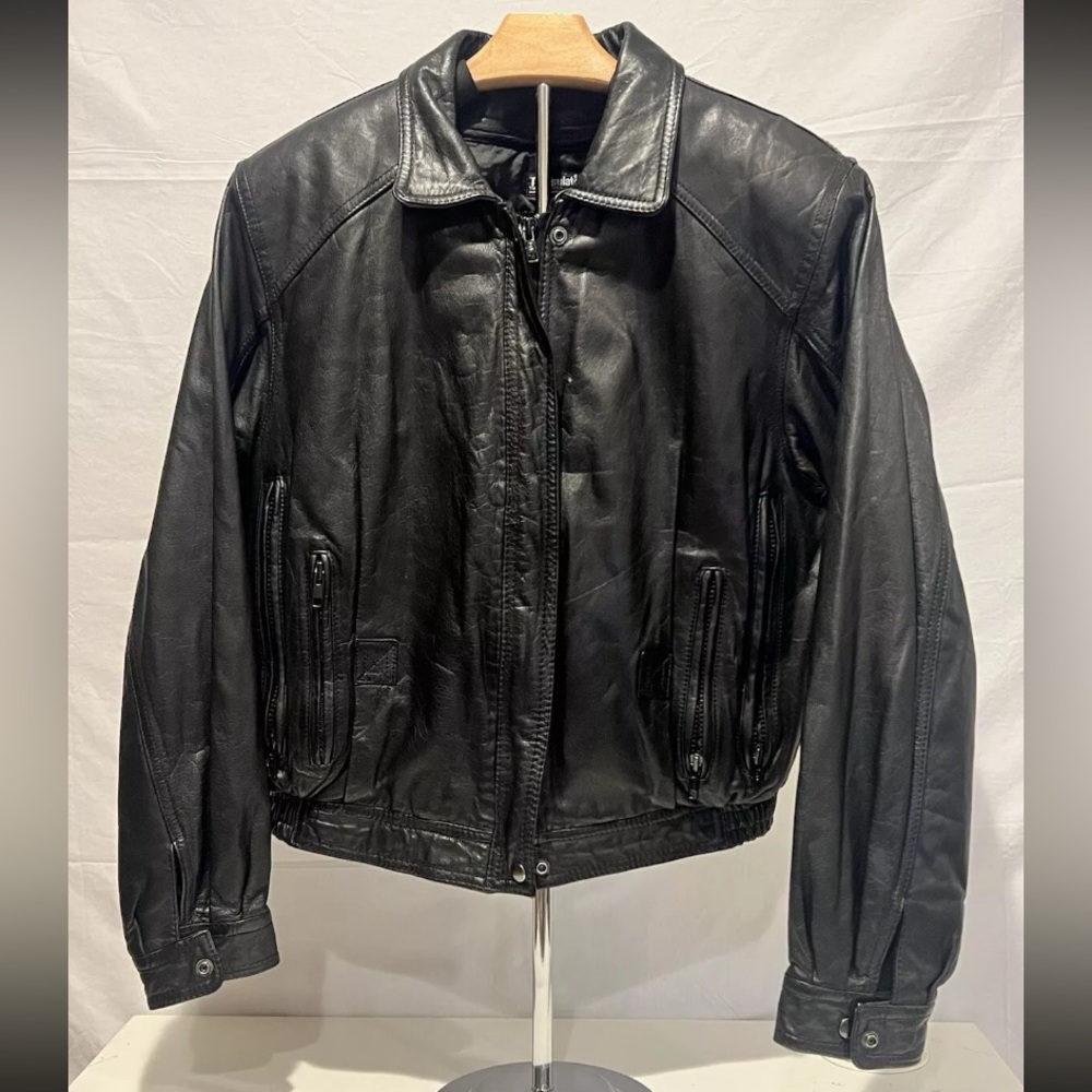 Black Genuine Leather Bomber Jacket